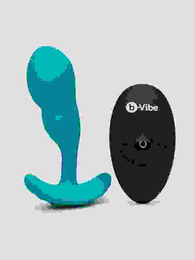 B-Vibe P-Spot Snug Plug Remote Control Silicone Weighted Prostate Plug 95g, Blue, hi-res